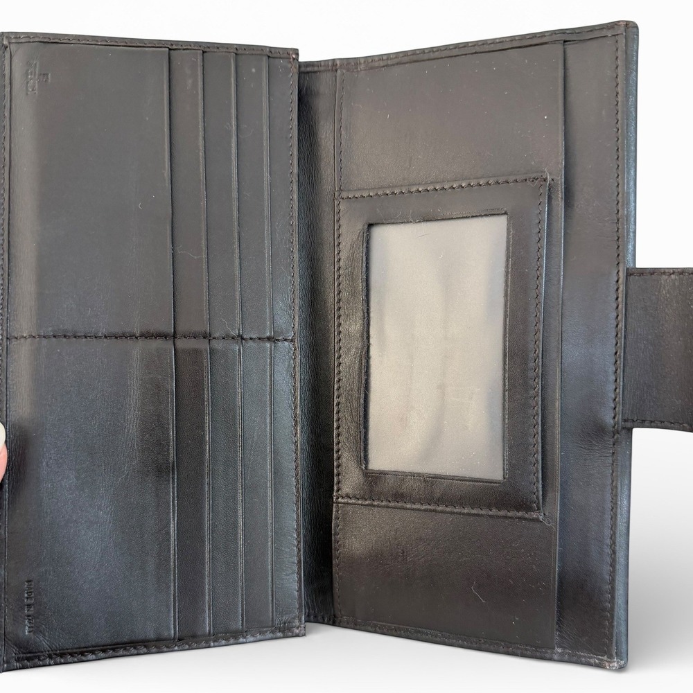 Fendi Zucca Canvas Leather Snap Wallet Brown Black FF Logo Long Wallet - Picture 7 of 11